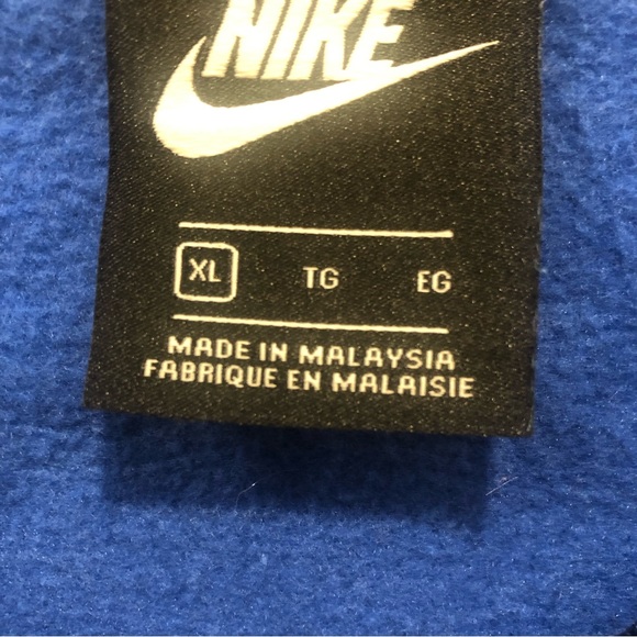 Nike hoodie blue navy grid pattern sweatshirt with thumb holes and front pocket - Picture 5 of 6